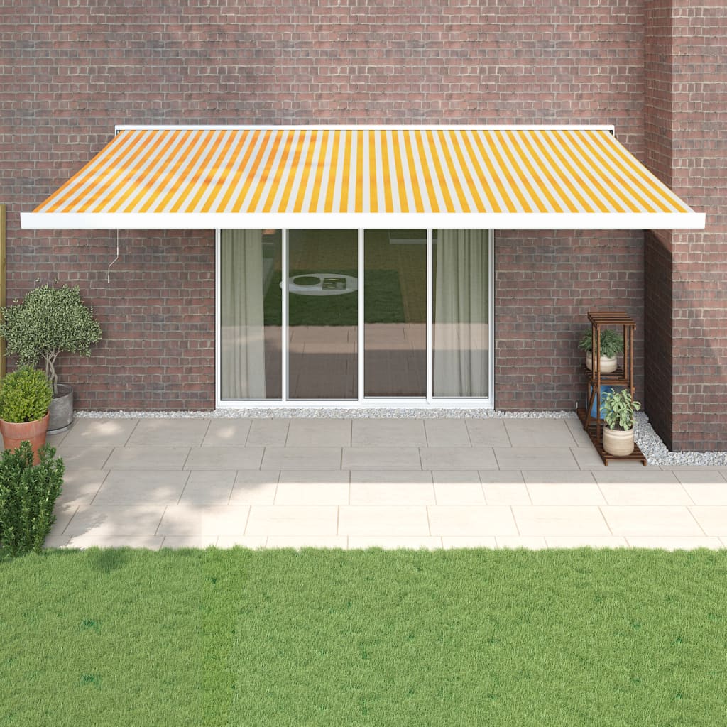 Vidaxl Luifel Extendable 5x3 m prah in aluminija rumeno in belo