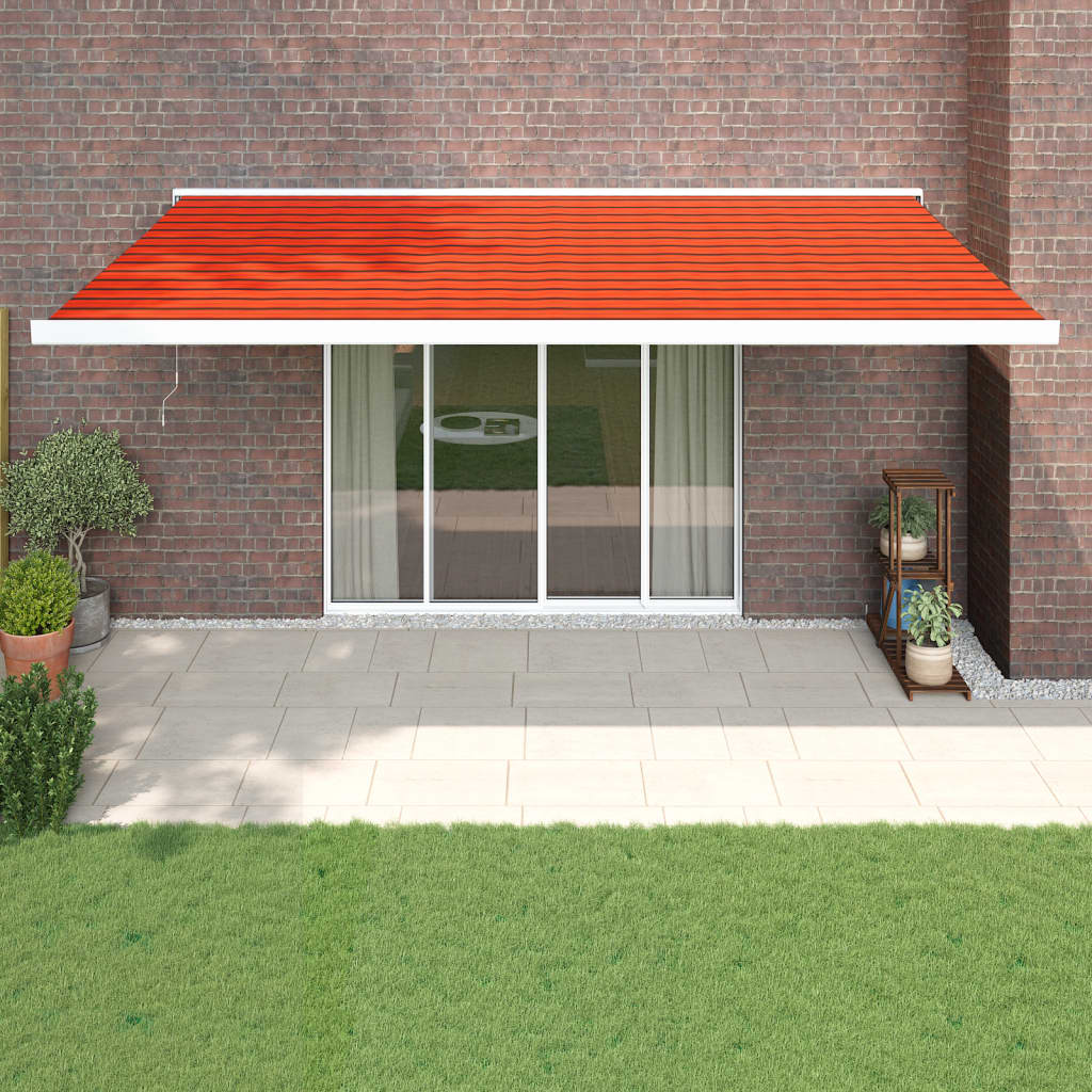 Vidaxl Luifel estendibile 5x3 m polvere e arancione in alluminio e marrone