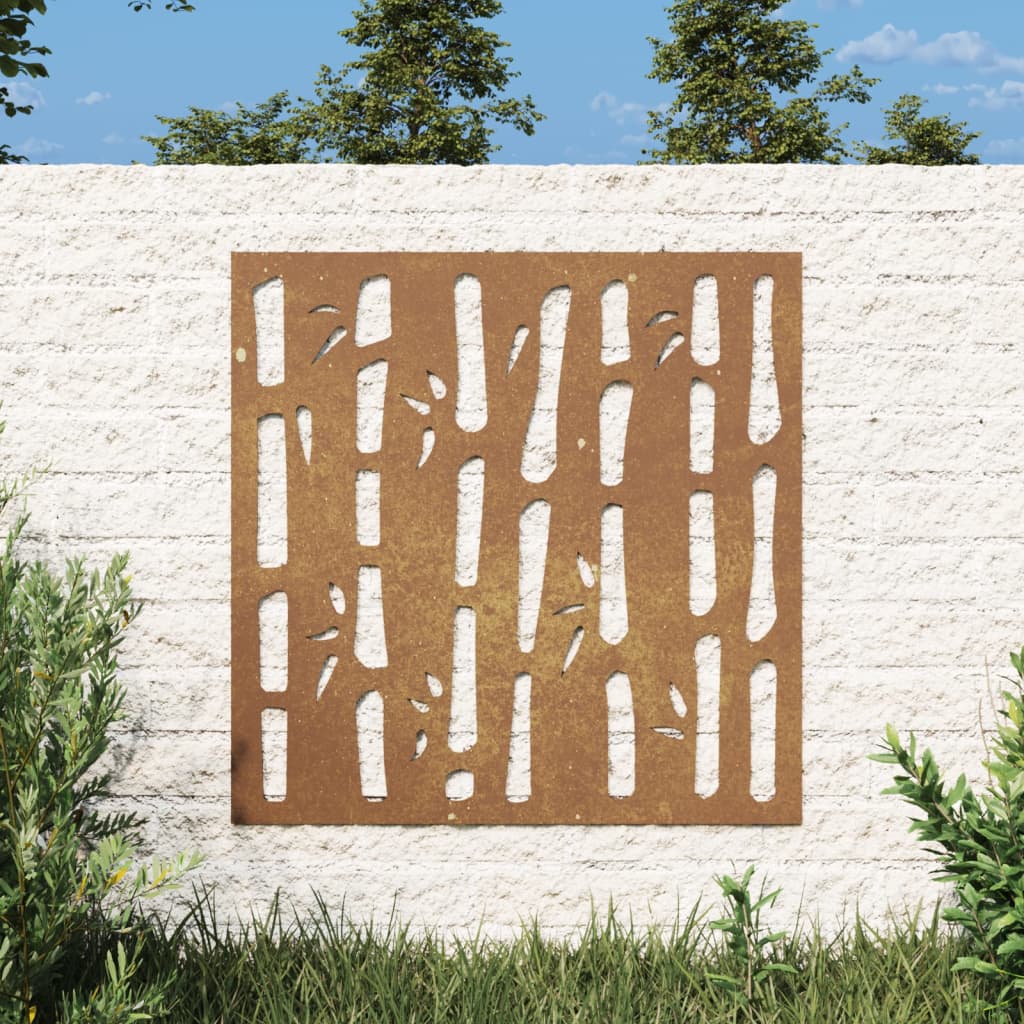 Vidaxl Wall Decoration Garden Bambus Design 55x55 cm Cortenstaal