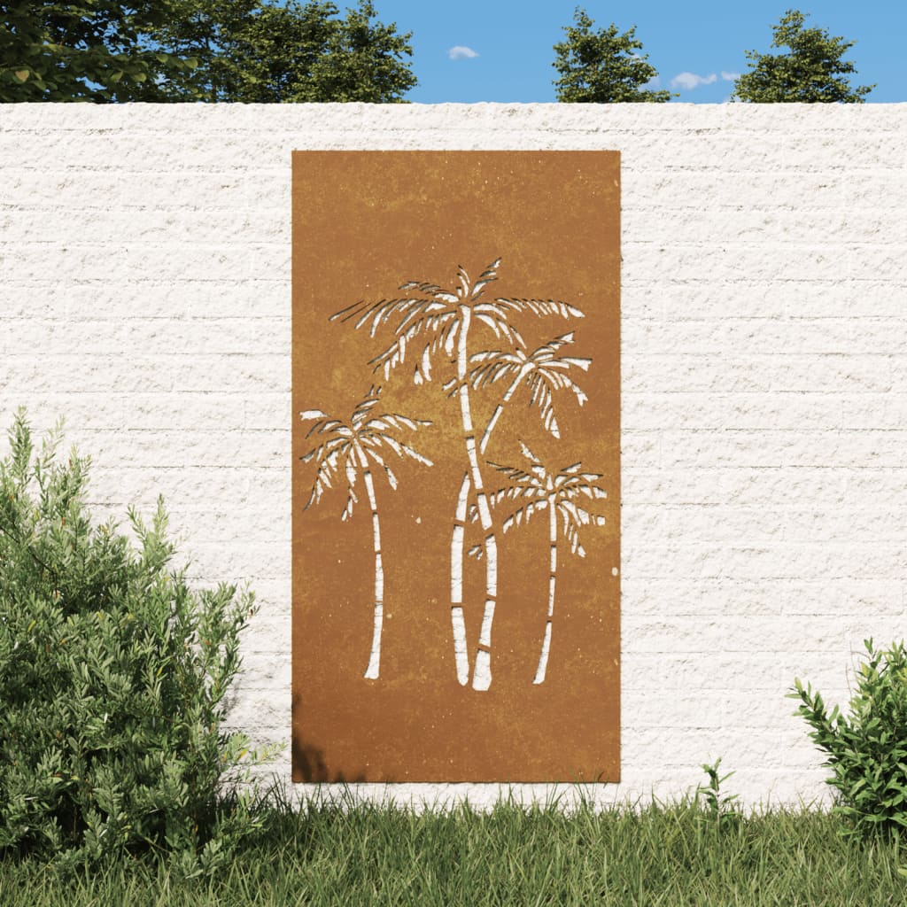 Vidaxl Wall Decoration Garden Palm Tree Design 105x55 cm Cortenstaal