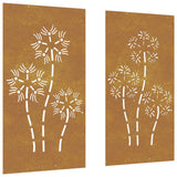 Vidaxl Wall Decoration Garden 2 St Flower Design 105x55 cm Cortenstaal