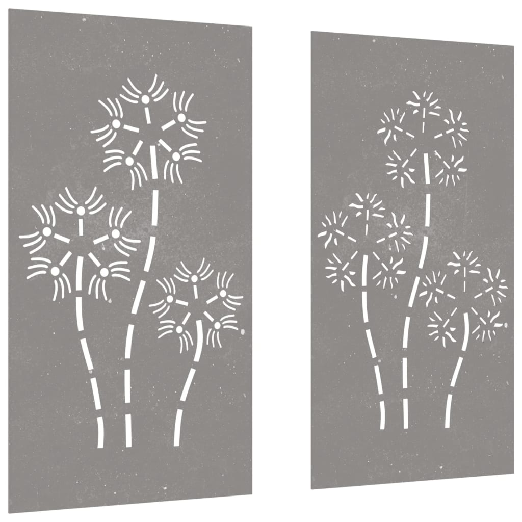 Vidaxl Wall Decoration Garden 2 St Flower Design 105x55 cm Cortenstaal