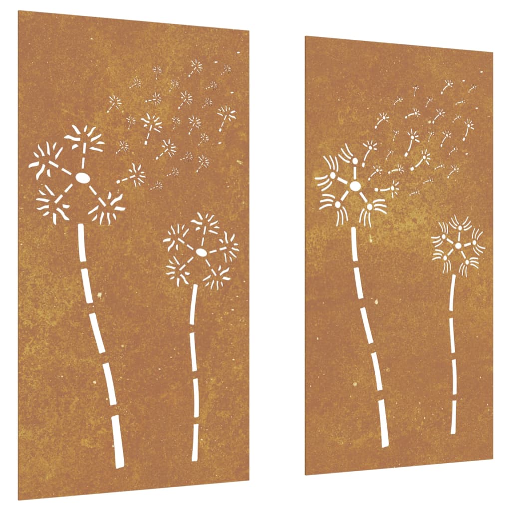 Vidaxl Wall Decoration Garden 2 St. Flower Design 105x55 cm Cortenstaal