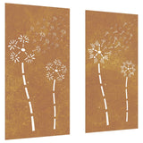 Vidaxl Wall Decoration Garden 2 St. Flower Design 105x55 cm Cortenstaal
