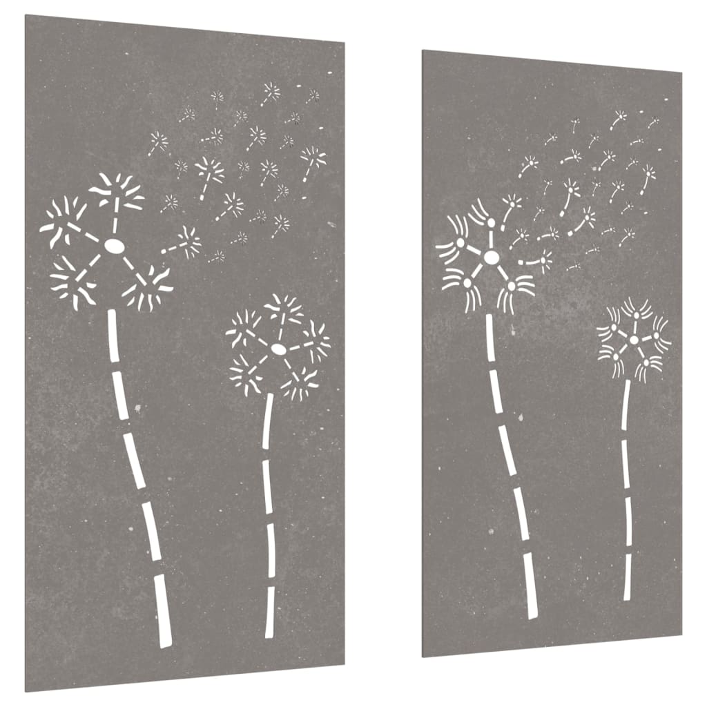 Vidaxl Wall Decoration Garden 2 St. Flower Design 105x55 cm Cortenstaal