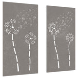 Vidaxl Wall Decoration Garden 2 St. Flower Design 105x55 cm Cortenstaal