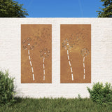 Vidaxl Wall Decoration Garden 2 St. Flower Design 105x55 cm Cortenstaal