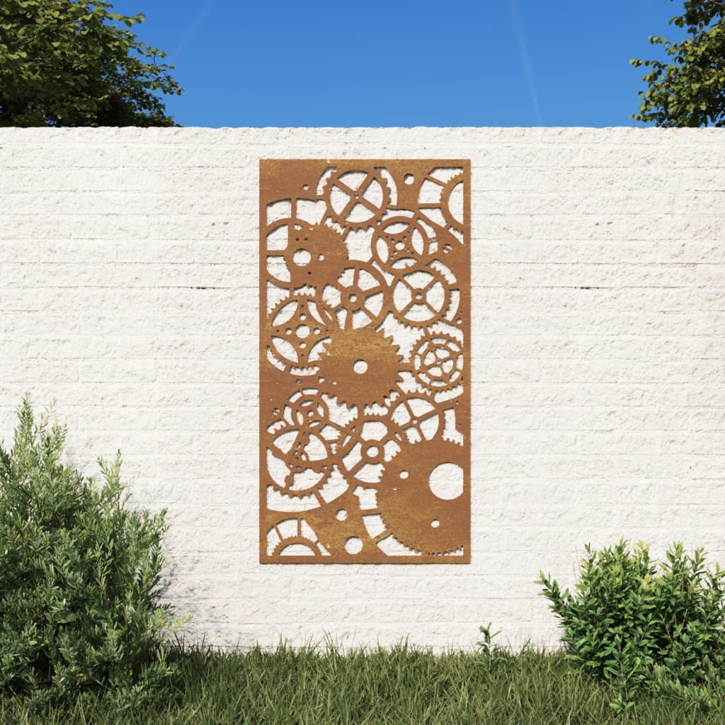 Vidaxl stenska dekoracija vrtna prestavna zasnova 105x55 cm korten jeklo