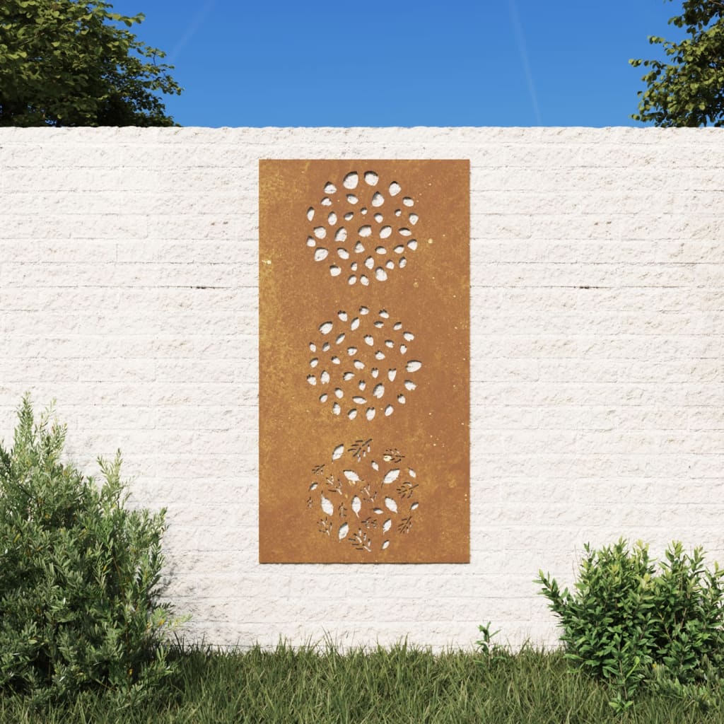 Vidaxl Wanddekoration Gartenblatt Design 105x55 cm Cortenstaal