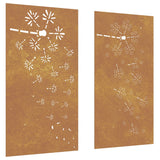 Vidaxl Wanddekoration Garten 2 ST Blumendesign 105x55 cm Cortenstaal