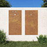 Vidaxl Wanddekoration Garten 2 ST Blumendesign 105x55 cm Cortenstaal
