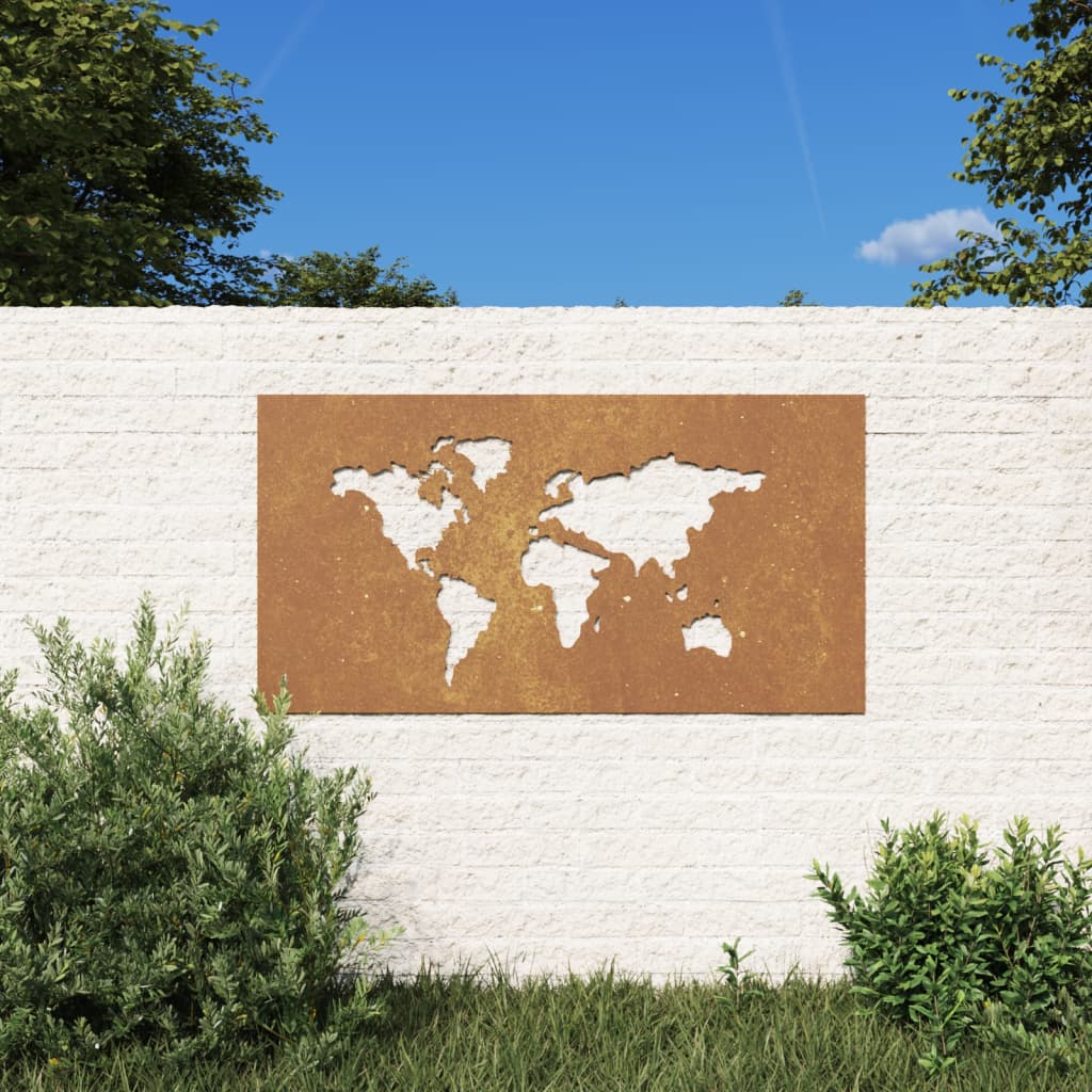 Vidaxl Wall Decoration Garden MAP MAP Design 105x55 cm Cortenstaal