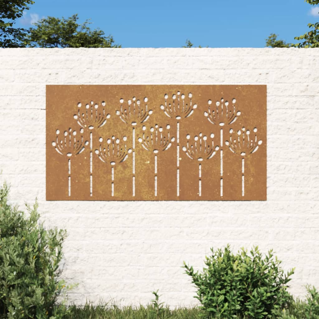 Vidaxl stenska dekoracija vrt cvetje oblikovanje 105x55 cm Cortenstaal