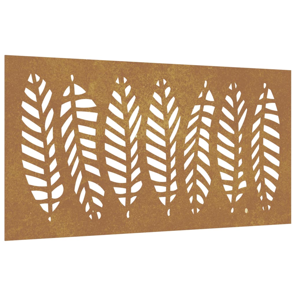 Vidaxl Wanddekoration Gartenblatt Design 105x55 cm Cortenstaal
