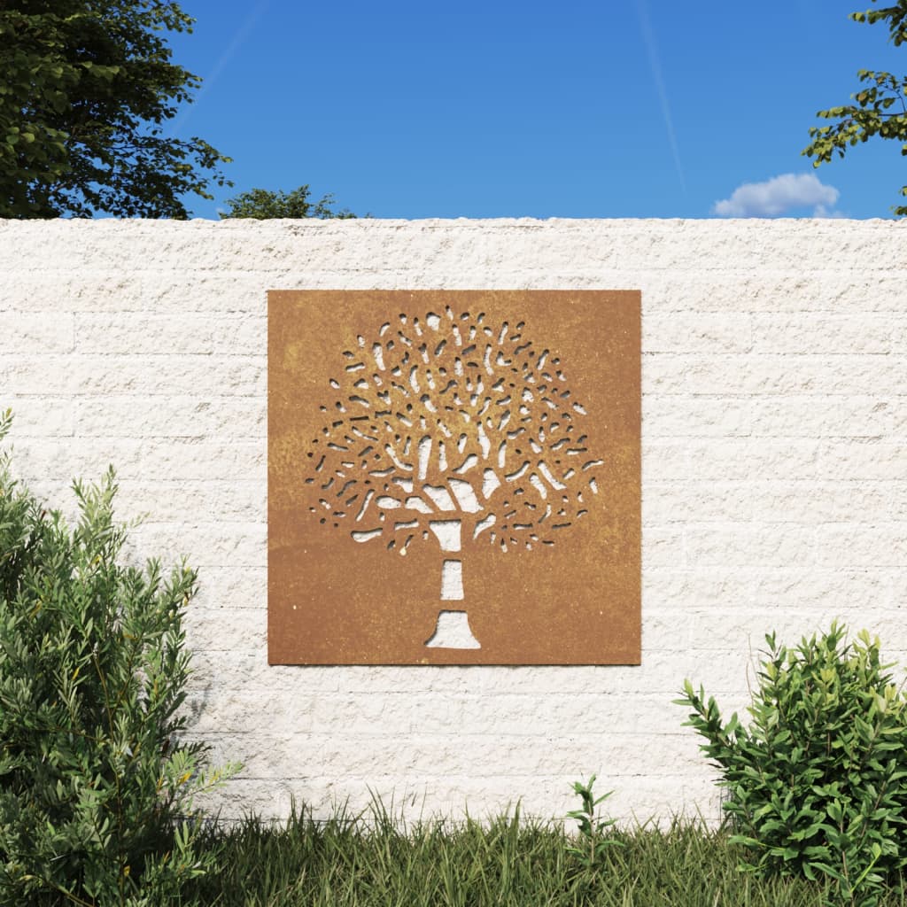 Vidaxl Wall Decoration Garden Tree Design 55x55 cm Cortenstaal