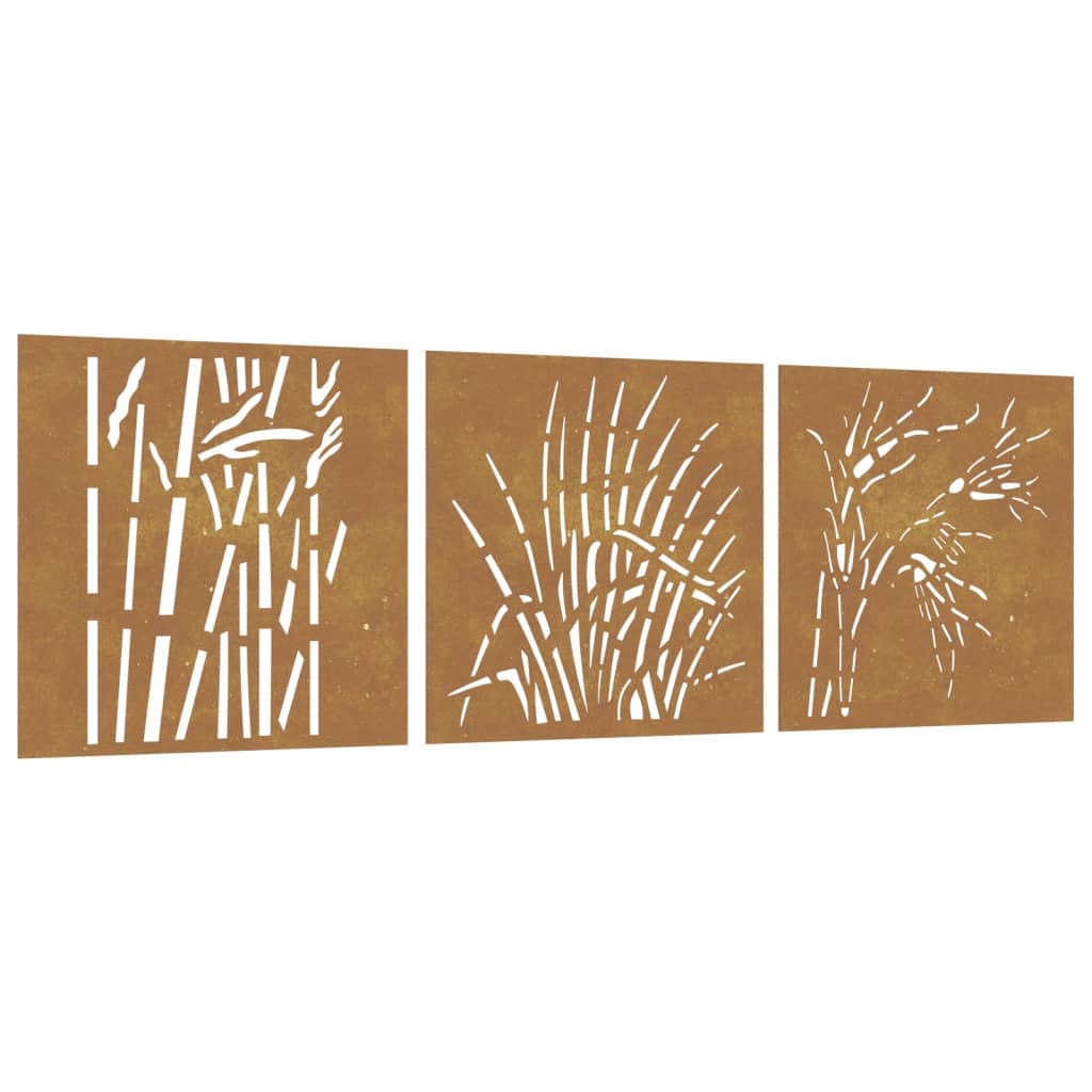 Vidaxl Decorazione della parete Giardino 3 St Grass Design 55x55 cm Cortenstaal