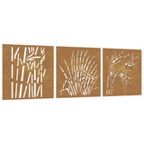 Vidaxl Wall Decoration Garden 3 St Grass Design 55x55 cm Cortenstaal