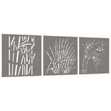 Vidaxl Wall Decoration Garden 3 St Grass Design 55x55 cm Cortenstaal