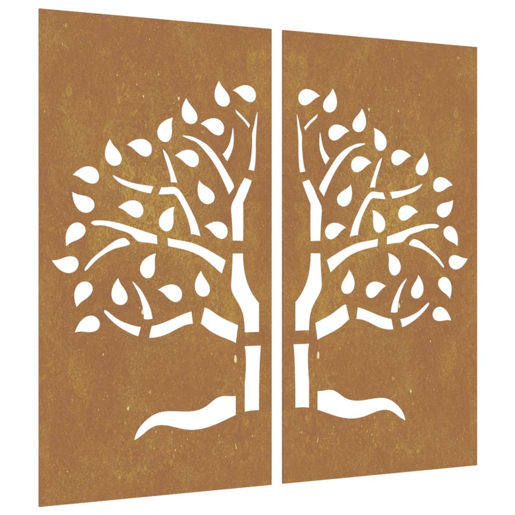 Vidaxl Wall Decoration Garden 2 St Tree Design 105x55 cm Cortenstaal