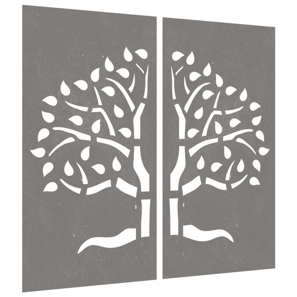 Vidaxl Wall Decoration Garden 2 St Tree Design 105x55 cm Cortenstaal