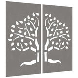 Vidaxl Wall Decoration Garden 2 St Tree Design 105x55 cm Cortenstaal