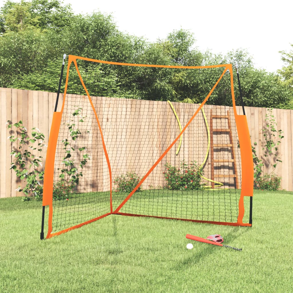Vidaxl Baseball Net Portable 183x182x183cm Steel Polyester Orange Black