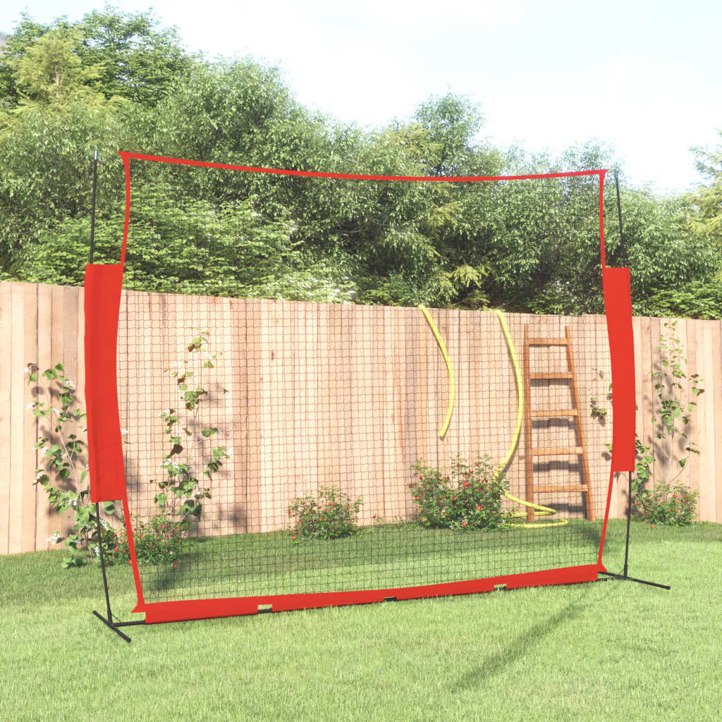 Vidaxl Baseball Net Portable 369x107x271 CM Steel Polyester Red Black