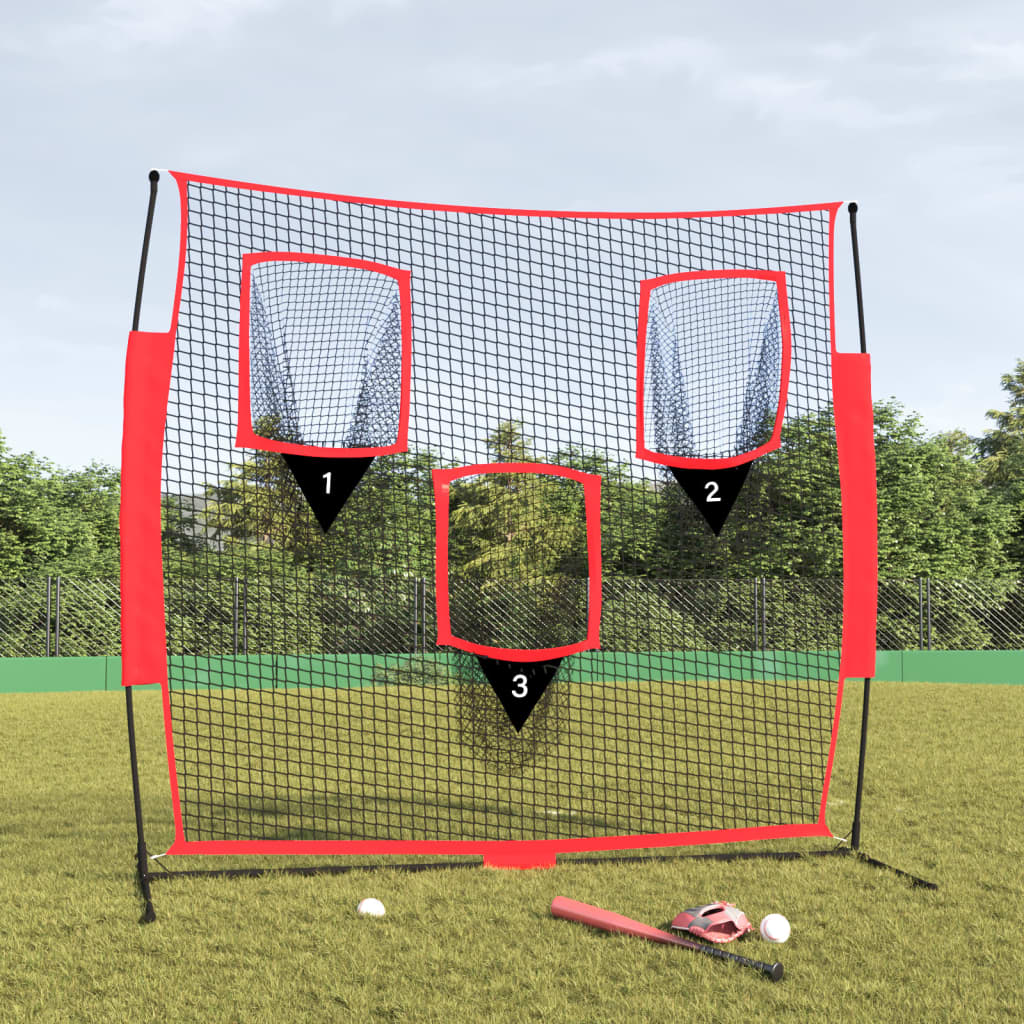 Vidaxl Baseball Net Portable 183x105x183 cm Polyester Svart och rött