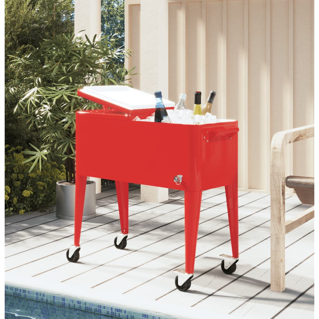 Vidaxl Cool Box na kolech 92x43x89 cm červená