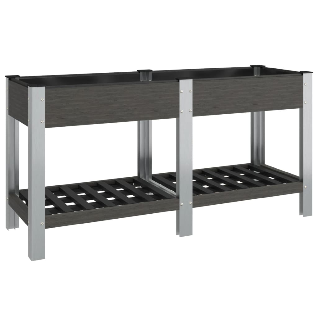 Vidaxl Planter raised with shelf 150x50x75 cm HKC Gray