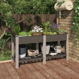 Vidaxl Planter raised with shelf 150x50x75 cm HKC Gray