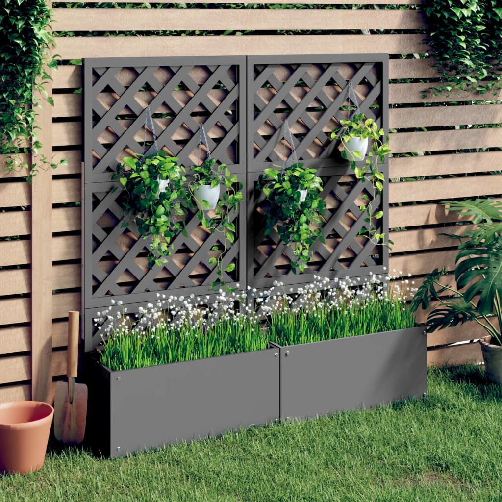 Vidaxl pěstitele s Latwerk 2 PCS 65x33x135 cm HKC šedá