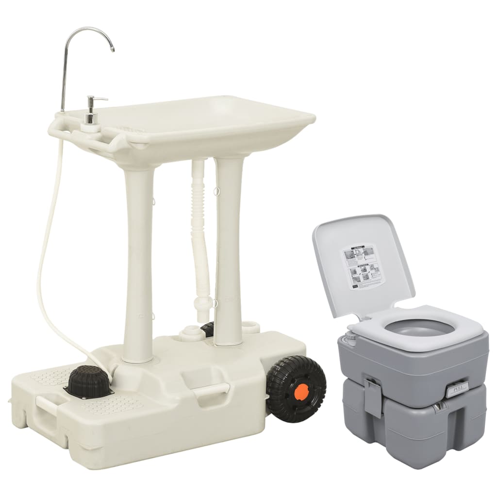 VidaXL Camping toilet and sink set portable