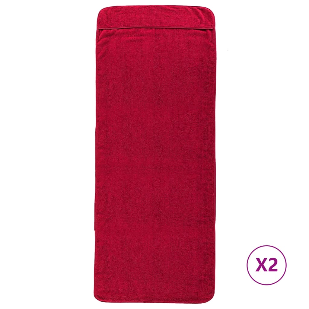 Vidaxl Strand towels 2 pcs 400 g m² 60x135 cm fabric burgundy red