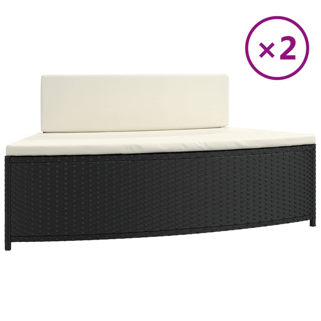 Vidaxl Spa lavičky s polštářemi 2 St Poly Rattan Black