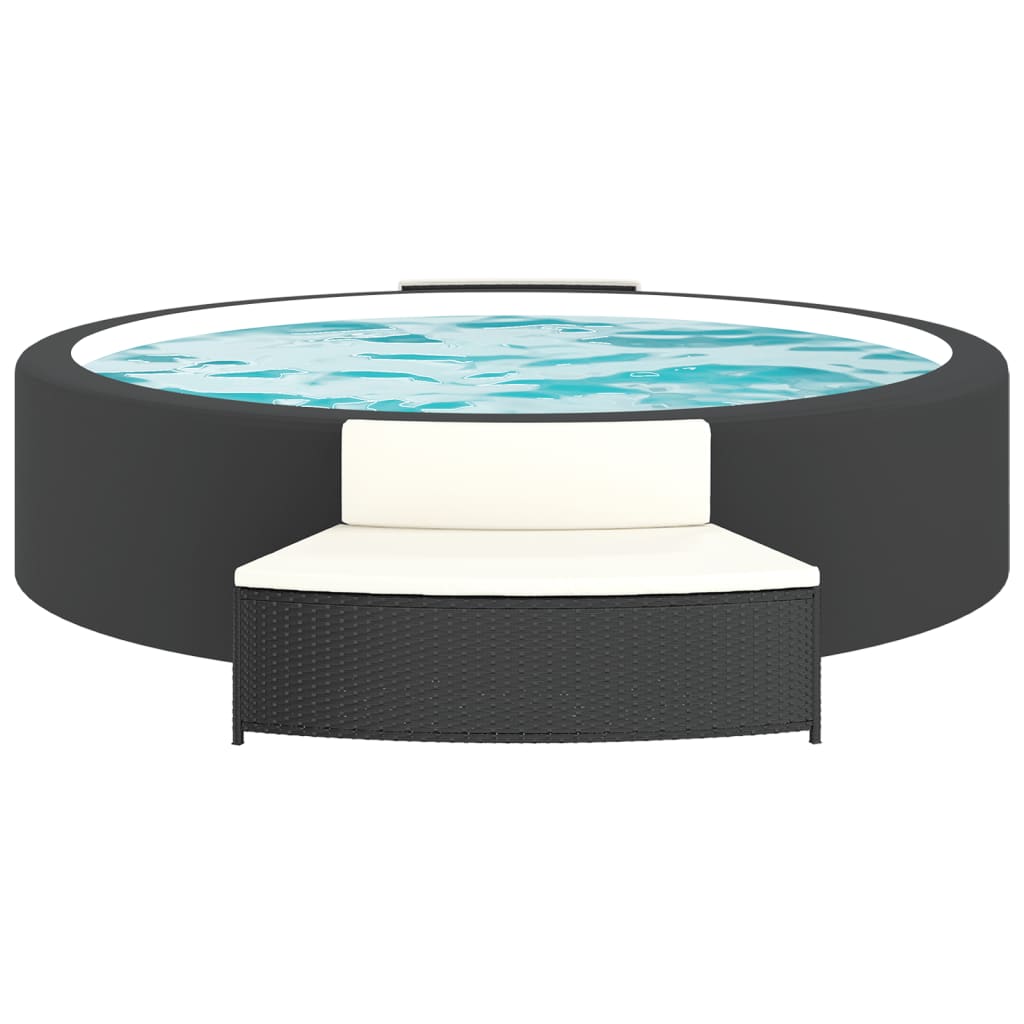 Vidaxl Spa lavičky s polštářemi 2 St Poly Rattan Black