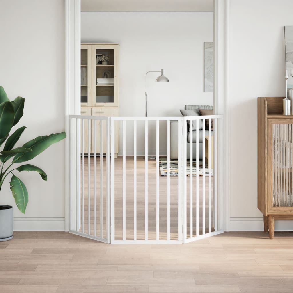 Vidaxl psí plot skládací 3 panely 150 cm populierhout bílý
