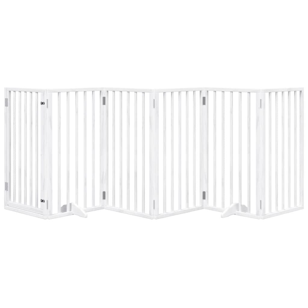 Vidaxl Hundezaun faltbar mit Tür 6 Panels 300 cm Populierwood Weiß
