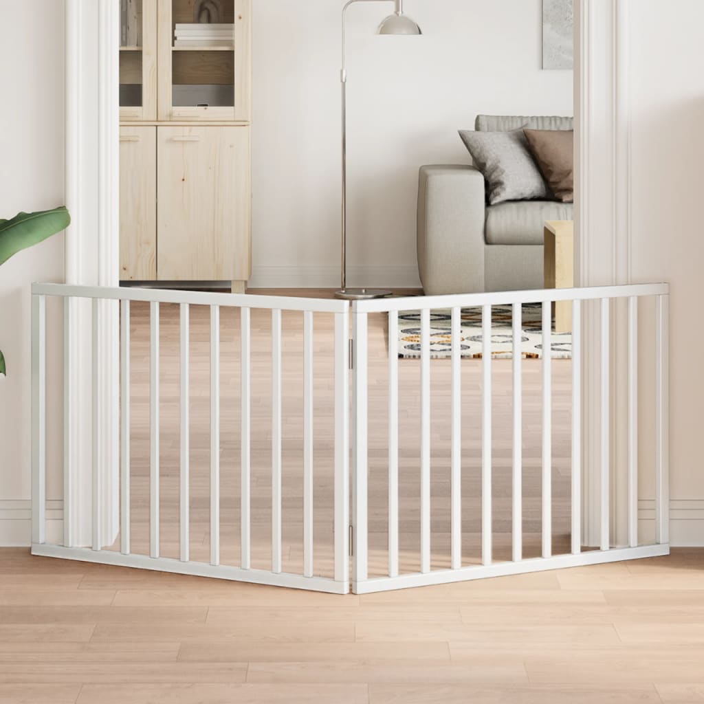 Vidaxl Hundezaun zusammenklappbar 2 Panels 160 cm Pappelholz Weiß weiß