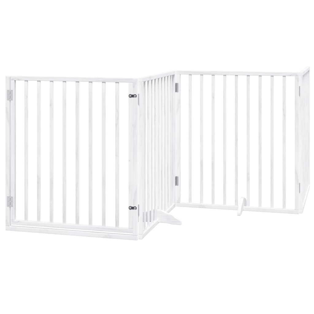 Vidaxl dog fence Collapsible with door 4 panels 320 cm Populierhout White