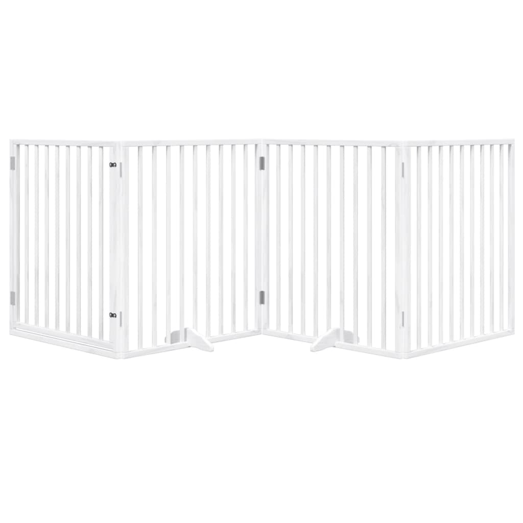 Vidaxl dog fence Collapsible with door 4 panels 320 cm Populierhout White