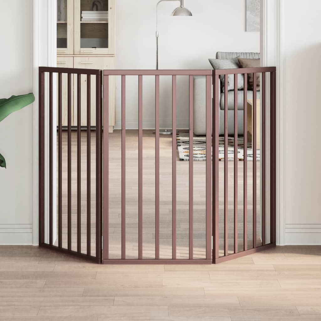 VidaXL dog fence Collapsible 3 panels 150 cm poplar wood brown