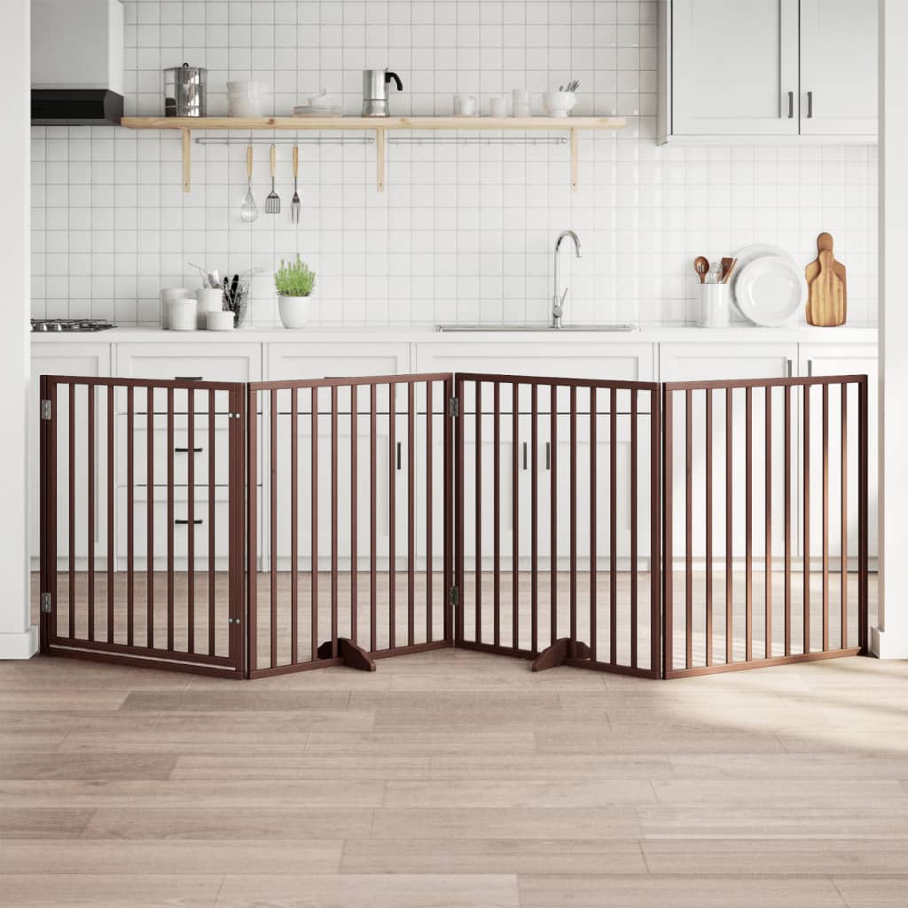 Vidaxl hundegjerde sammenleggbar 4 paneler 320 cm Poplar trebrun