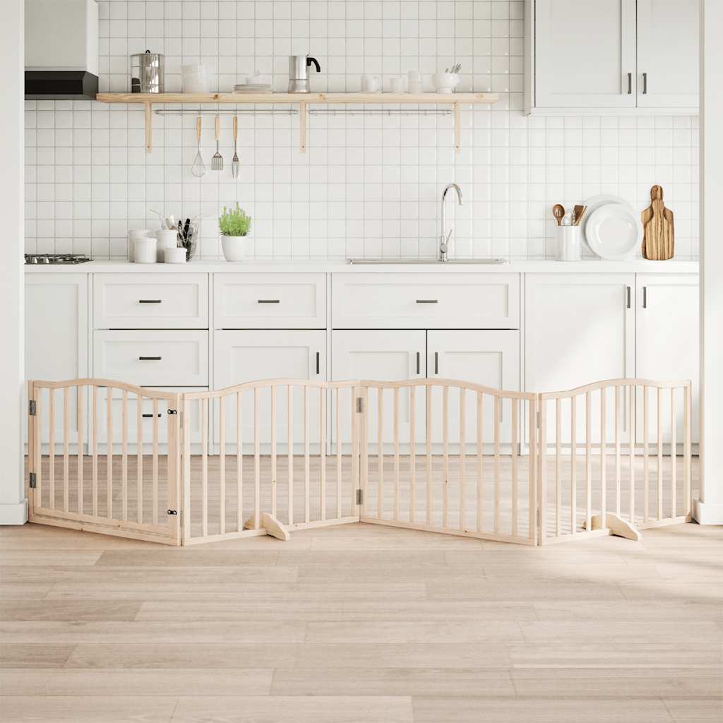 Vidaxl Dog Fencing Foldbar med dør 4 paneler 320 cm poppeltræ