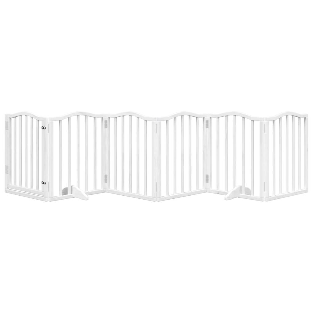 VidaXL dog fence Foldable with door 6 panels 300 cm Populierwood White