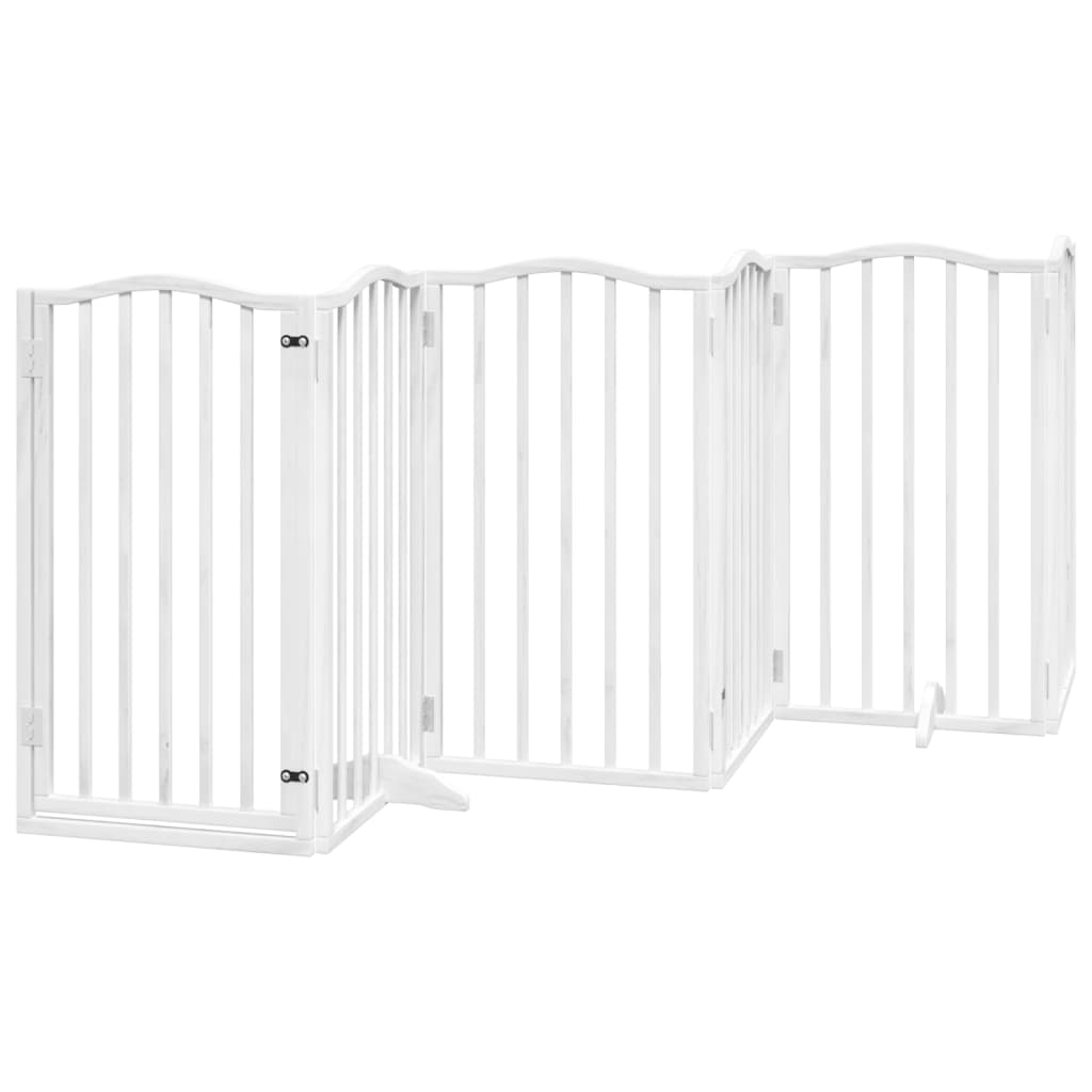 VidaXL dog fence Foldable with door 6 panels 300 cm Populierwood White