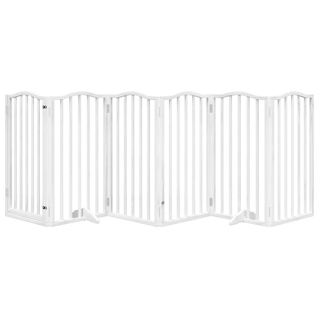 VidaXL dog fence Foldable with door 6 panels 300 cm Populierwood White