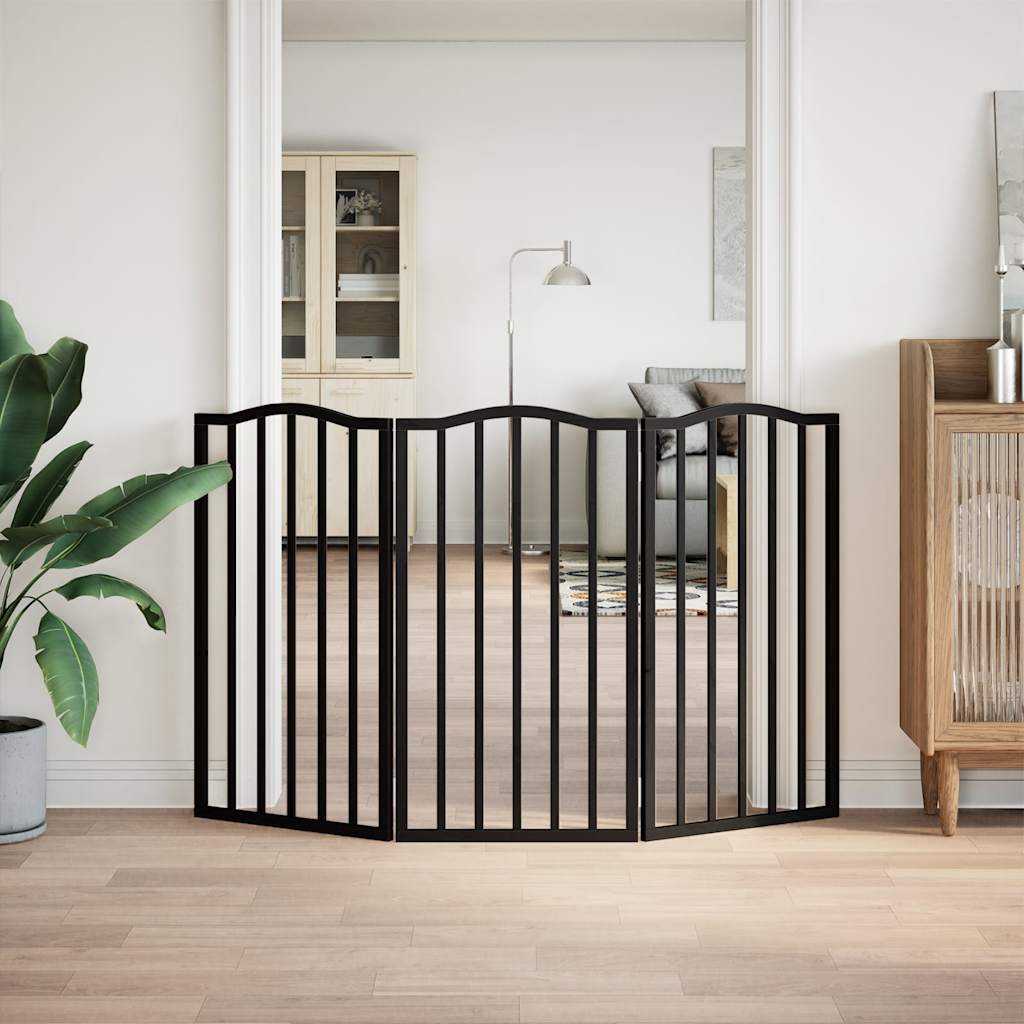 Vidaxl hundegjerde sammenleggbar 3 paneler 150 cm Poplar tre svart