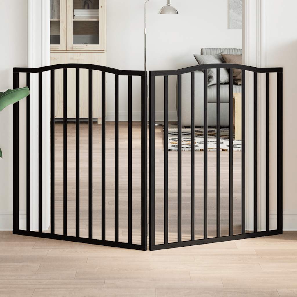 VidaXL dog fence Collapsible 2 panels 160 cm Populierhout Black