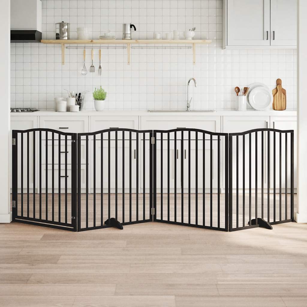 Vidaxl hundegjerde sammenleggbare 4 paneler 320 cm Poplar tre svart